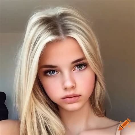 Portrait of a beautiful blonde girl with white streaks