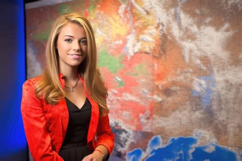 Premium AI Image | A young female meteorologist standing in front of a ...