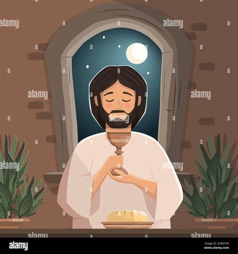 Maundy Thursday. Last Supper of Jesus Christ before the Passion. Vector ...