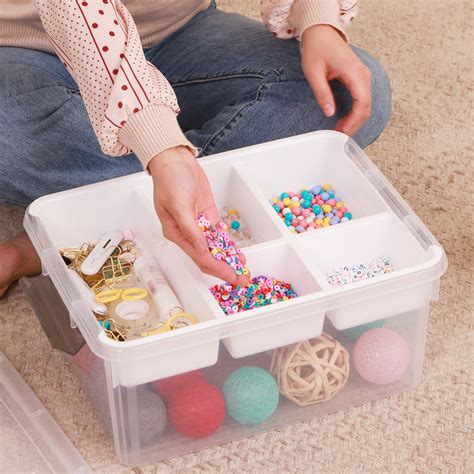 Citylife 17 QT Plastic Storage Box with Compartments Removable Tray ...