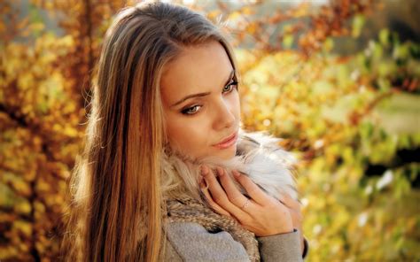 Картинки ralf lache, девушка, русая, воротник, мех, природа, осень ...