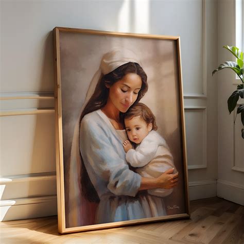 Mary & Newborn Jesus Painting Baby Jesus Virgin Mary Painting Artwork ...