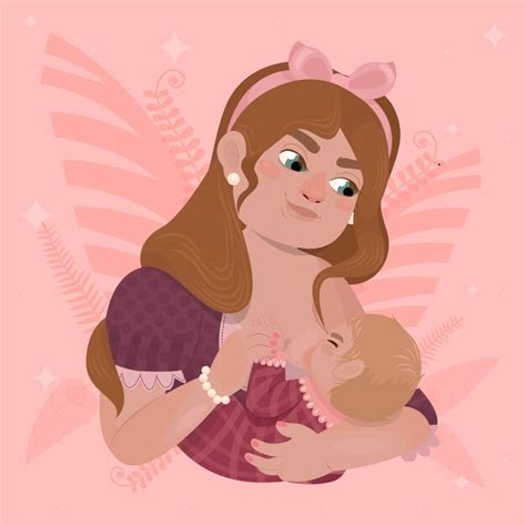 Нарисованная рукой мать кормит ребенка грудью иллюстрация | Бесплатно ...