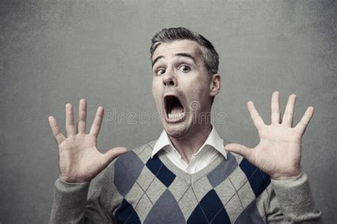 Scared guy shouting stock image. Image of phobia, horrified - 178159579