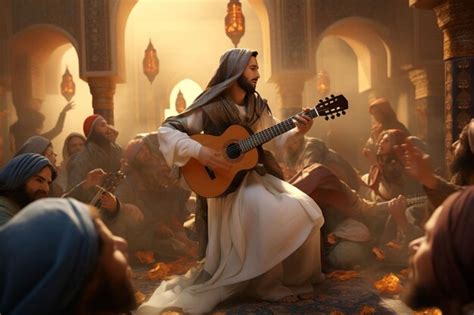 Premium AI Image | Illustrate the role of Islamic music and art in cu ...