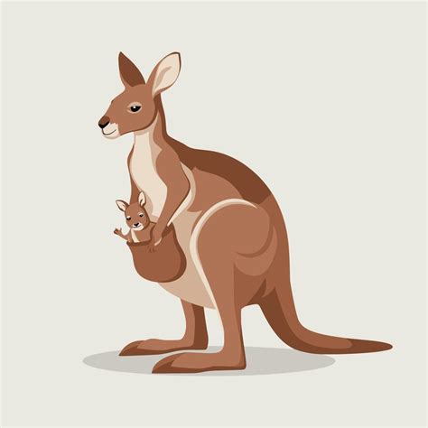 flat Illustration Of Cartoon Kangaroo white background 44867370 Vector ...