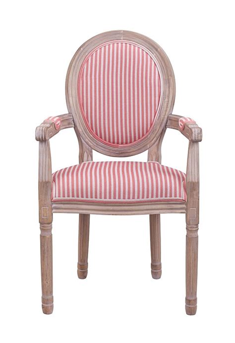 Стул кухонный с подлокотниками розовый Volker Arm Pink Pinstripe ...