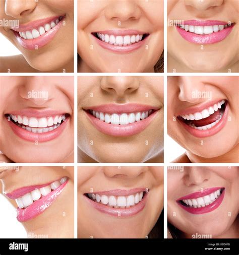 Smiling happy people with healthy teeth. Dental health. Collage Stock ...