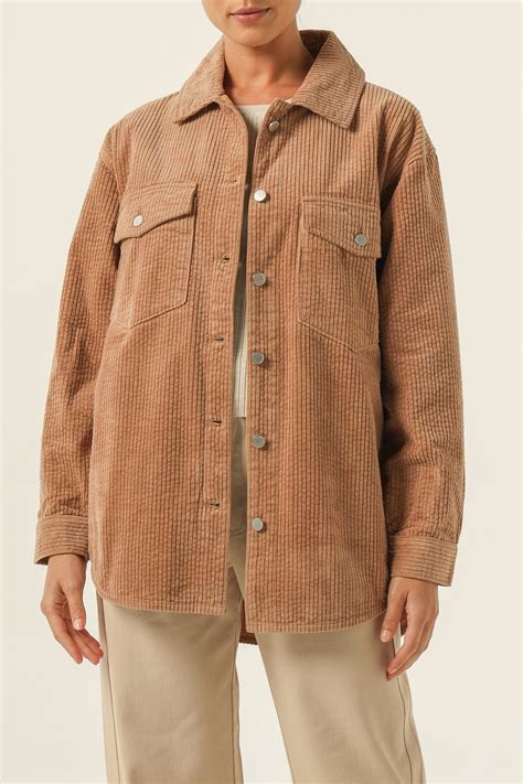 Shop Paige Corduroy Shacket in Coffee | Nude Lucy