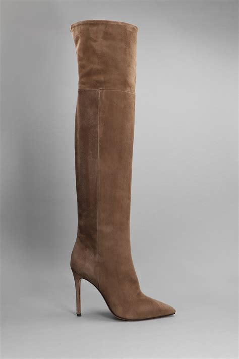 The Seller High Heels Boots In Taupe Suede | Editorialist