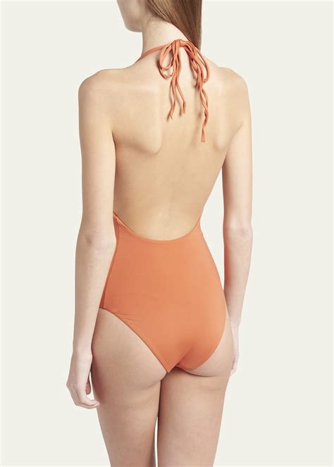 Loro Piana Triangle Pleats Summer Shell One-Piece Swimsuit | REVERSIBLE