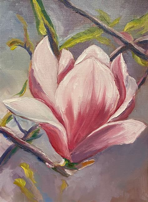 Magnolia Flower Original Oil Painting - Etsy in 2024 | Pink canvas art ...