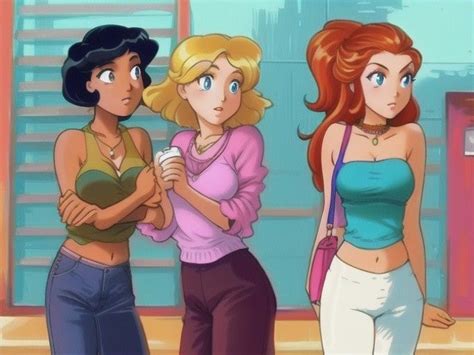three young women standing next to each other