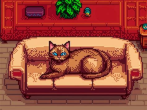 Scena w stylu pixel art z uroczym kotem | Darmowe Zdjęcie