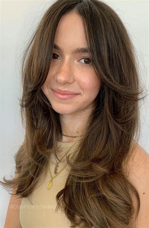 long dark hair excellent curtain bangs