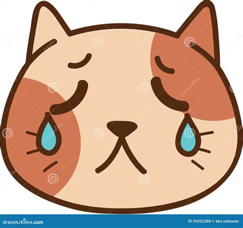 Sad cat cartoon stock illustration. Illustration of animal - 93322288