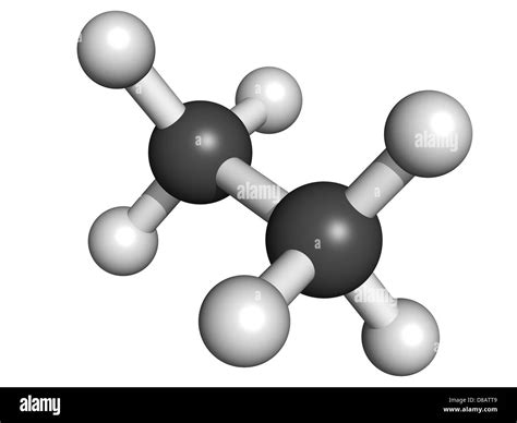 ethane natural gas component, molecular model. Atoms are represented as ...