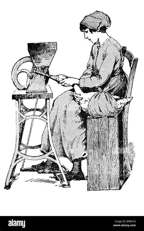 Woman force feeding goose to make foie gras. Antique illustration. 1900 ...
