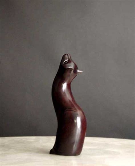 Cat Sculpture Figurine Art Modern Abstract Male Feline | eBay