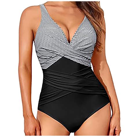 Cavosen Womens One Piece Swimsuits High Waisted V Neck Tankini Swimsuit
