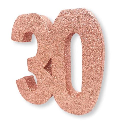 Cifra 30 pentru decorarea mesei, roz auriu cu sclipi, 20×20 cm - eMAG.ro