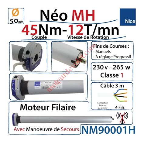 Nice NM90001H Moteur Néo Nice Filaire MH 45/12 MH Avec Mds