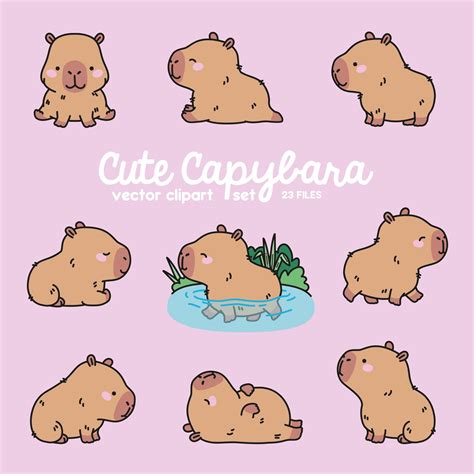 Premium Vector Clipart - Kawaii Capybara - Cute Capybara Clipart