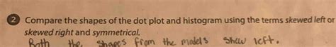20 Compare the shapes of the dot plot and histogram using the terms ...