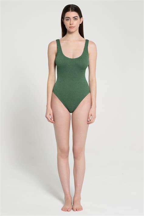 Green Cotton One-piece Swimsuit | Pepper Vally®