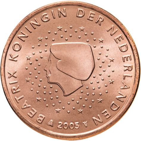 Монета Нидерланды 5 евро центов (euro cent) 2005 стоимостью 109 руб.