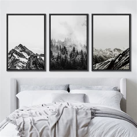 IDEA4WALL Framed Canvas Print Wall Art Woodland Nursery Decor Set Black