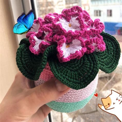 Игрушки, интерьерные игрушки, вязаные игрушки, цветы, цветок, фиалка ...