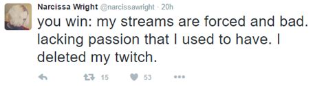 Famous Speedrunner Narcissa Wright seems to have a severe breakdown ...
