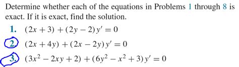 Solved Determine whether each of the equations in Problems 1 | Chegg.com