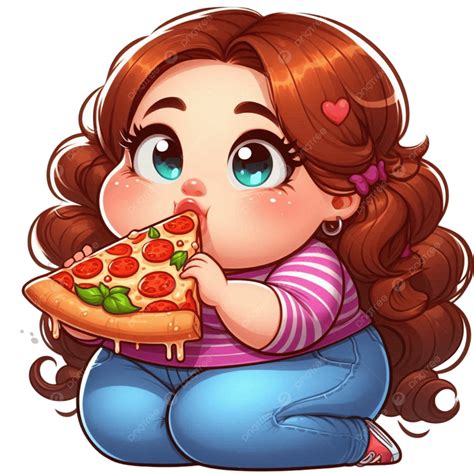 Imagen 3d De Una Chica Gorda Comiendo Pizzah PNG ,dibujos Imagen 3d De