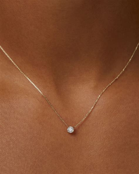 Solitaire Round Diamond Necklace Yellow Gold | Sarah & Sebastian ...