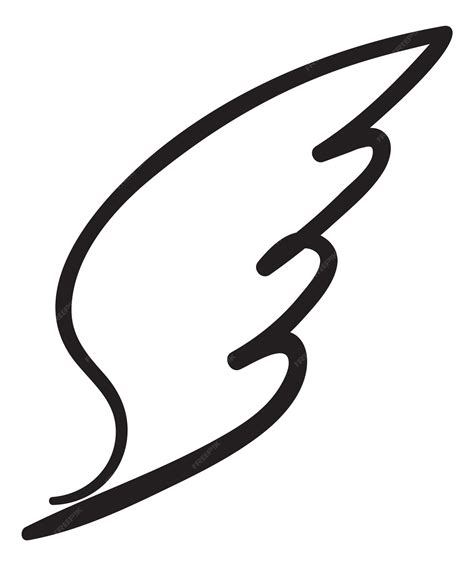 Dibujo de ala de ángel dibujo lineal de tinta negra | Vector Premium