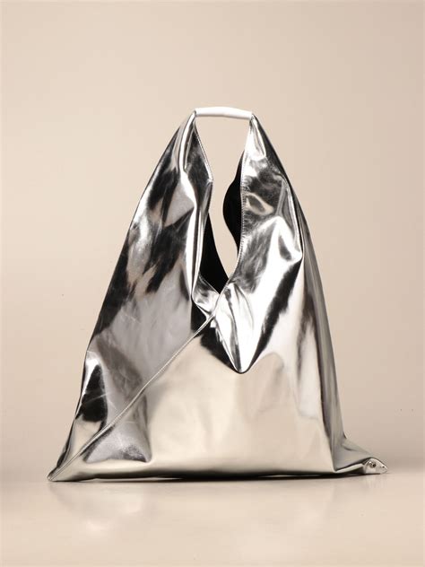 MM6 MAISON MARGIELA: Metallic asymmetric tote bag - Silver | Tote Bags ...