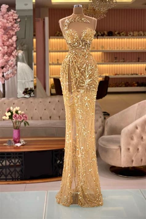 GOLDEN WEDDING OUTFITS | Mermaid prom dresses, Evening dresses, Mermaid ...