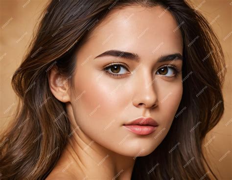 Premium Photo | A woman with brown eyes and a black top