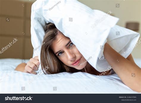Angry Woman Suffering Neighbour Noise Lying Stock Photo 2146237995 ...