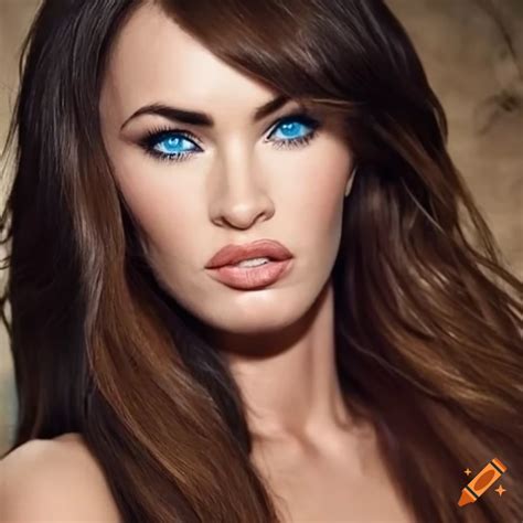 Portrait of megan fox with mesmerizing blue eyes