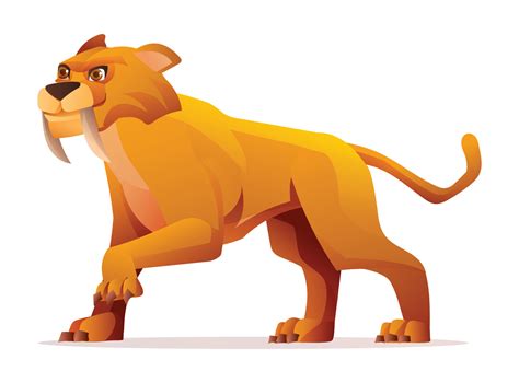 saber tooth tiger cartoon illustration isolated  white background