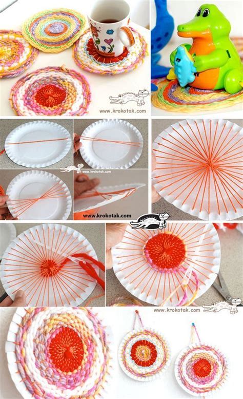 Paper Plate (and Coffee Stick) LOOM. Weben mit Papptellern - stabiler ...
