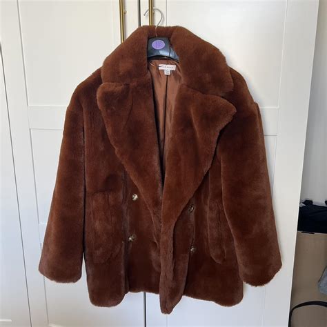 Topshop faux fur coat in brown - you will look like... - Depop