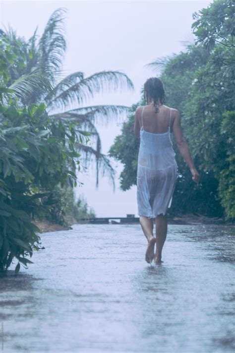 Woman Walking In The Rain