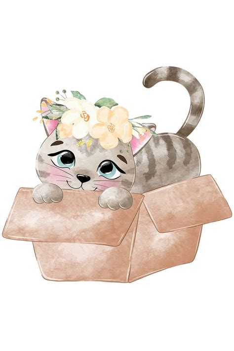 Lovely cats. Милые котики. PNG. | Милые котики, Детские иллюстрации ...