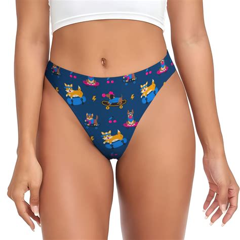 Thongs for Women - Dogs Riding Skateboard No Show Seamless Womens