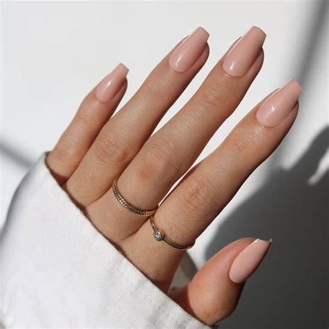 Glamnetic Press On Nails - Exposed | Medium Coffin Fake Nails, Nude