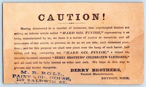 UNCLE SAM SUPPLYING THE WORLD*BERRY BROS HARD OIL FINISH*VARNISH*M R ...